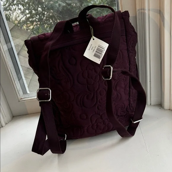 Vera Bradley Burgundy Quilted Backpack - Picture 3 of 8